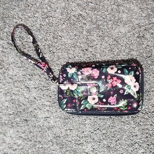 Vinyl Navy Floral Wristlet Wallet